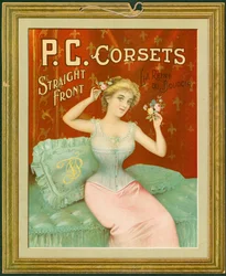 P.C. Korsetit, suora etuosa, La Reine Du Boudoir (värinen lito kortilla ripustusnauhalla)